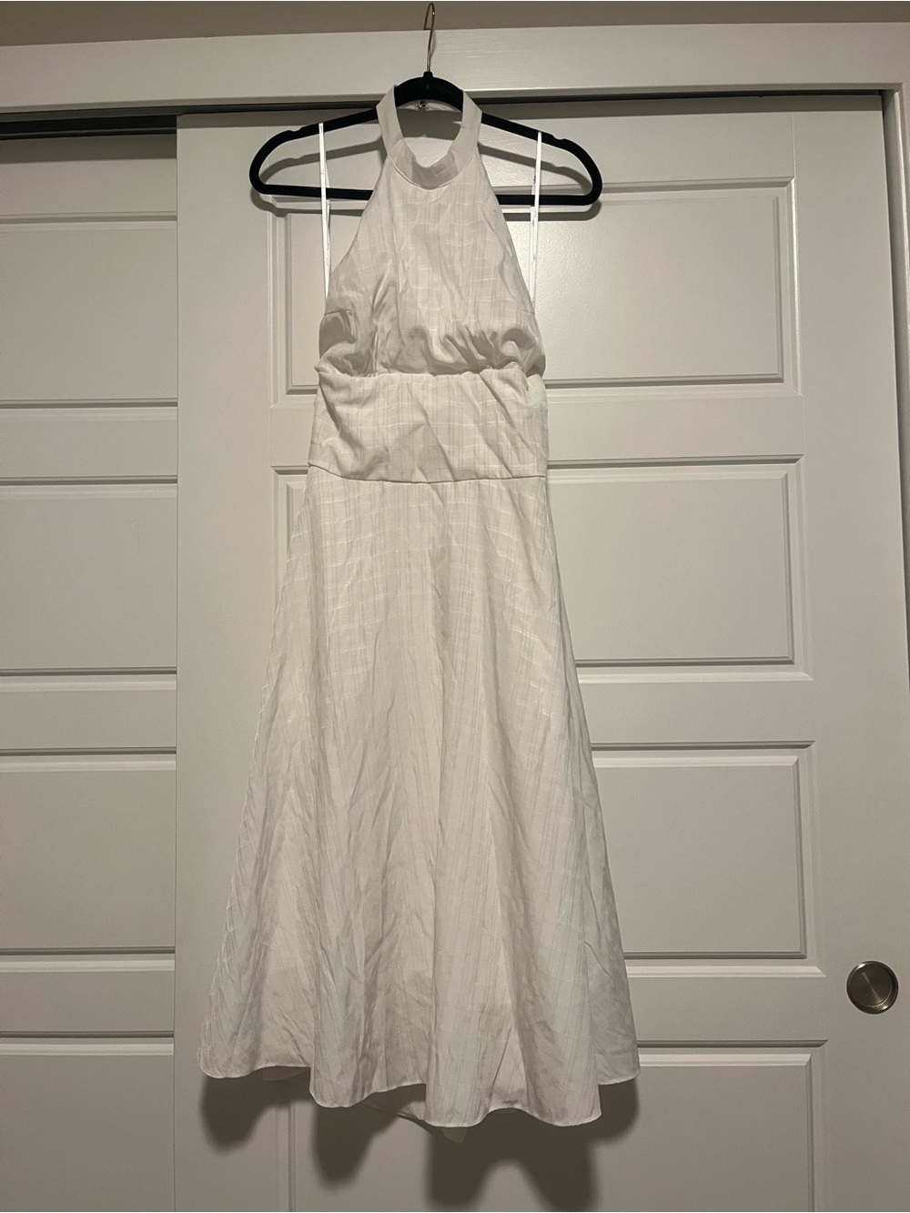 Lulu's White Backless Halter Midi Dress